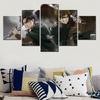 5 Pieces Canvas Wall Arts Anime Poster Painting Eren Yeager Modular Home Decor Picture Print For Living Room Artwork Framework