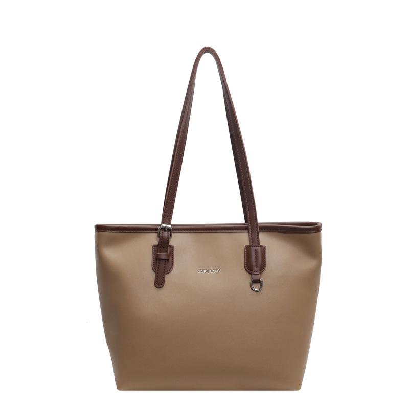 Premium Sense Retro Big Bag Women'S Contrasting Color Shoulder Bag Large Capacity Commuter Tote Bag