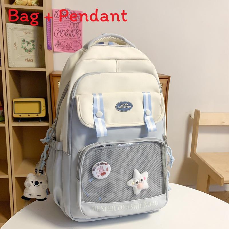 Color Contrast Student Backpack With Nylon Construction And Multifunctional Design