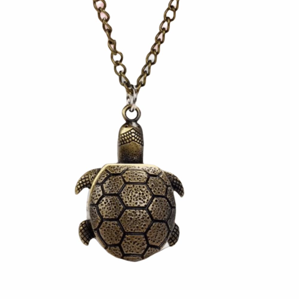 

Cartoon Turtle Watch Flip Cap Pocket Watch Vintage Necklace Watch Gift Qinggu Necklace