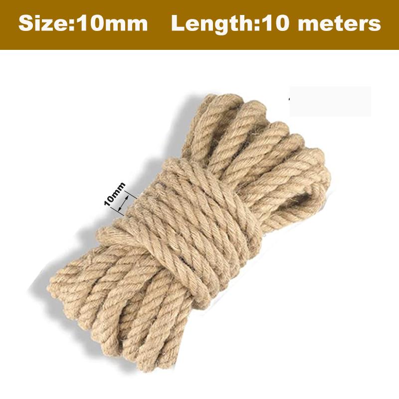 10M Natural Vintage Jute Rope String 10/12/14mm Hemp Twisted Cord Macrame String Pet Scratching Handmade DIY Craft Decoration