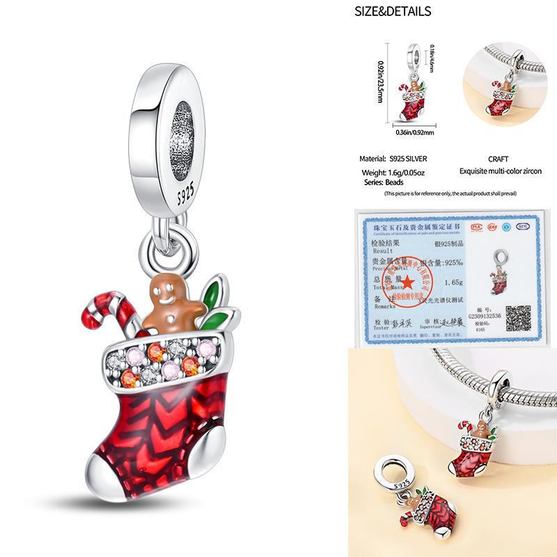 Frohe Weihnachten Baum Charms Perlen Kupfer Weihnachtsmann Anhänger Passen Original Armreif DIY Schmuck Geschenk