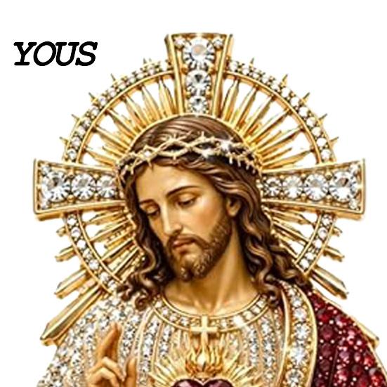 Spilla Fede Cristiana Cuore Sacro di Gesù Spilla, Cresima con Finitura Decorazione Smaltata, Gioiello Religioso Regalo per Donne Uomini Souvenir Devozionale