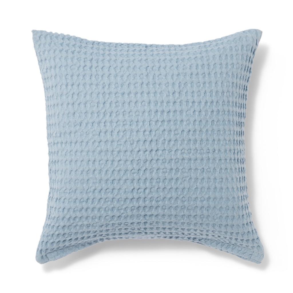 MUJI Indian Cotton Washed Waffle Weave Cushion Light 76420149 Cover, 43x43cm, Blue,