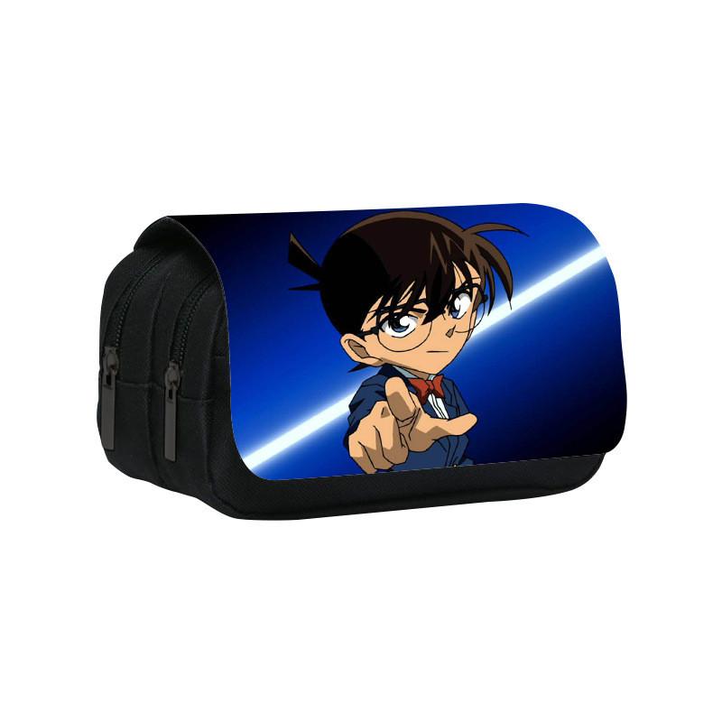 Detective Conan Double Layer Pencil Case Large Capacity Storage Organizer For Students