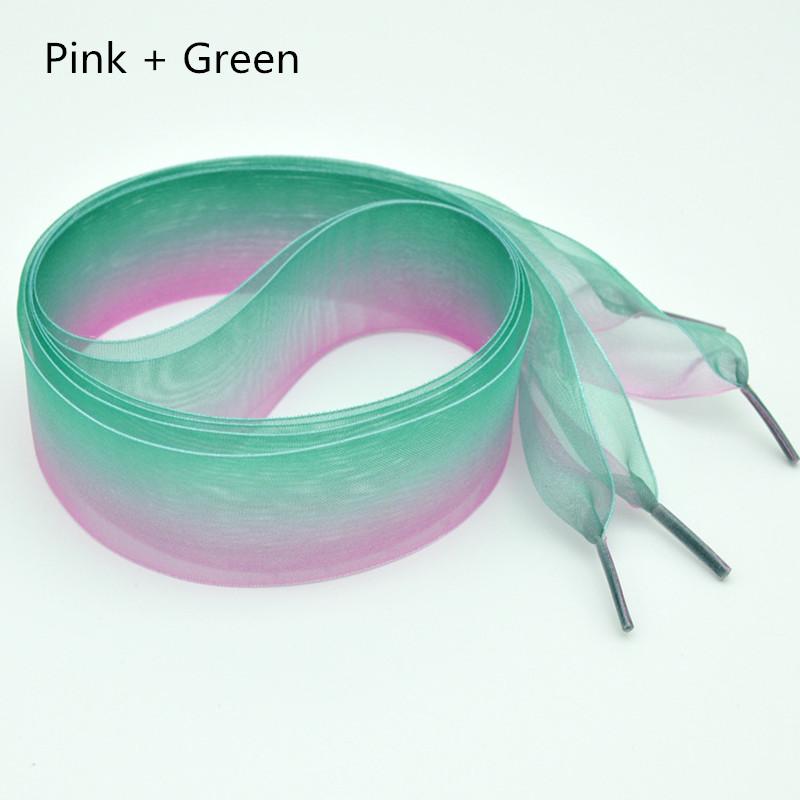 4 cm Widened Gradient Color Organza Shoelaces Chiffen Yarn Bow Wide Laces Trend Beauty White Casual Sneaker Shoes Laces Dropship