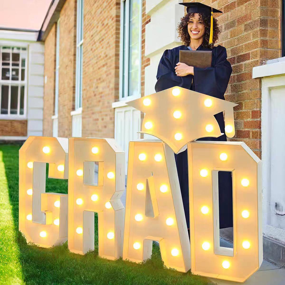 2026 Graduation Letter Lights - 3D GRAD Decorative & Photo Props 70CM GRAD