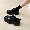 Black Platform Versatile Lace-up Small Leather Shoes Women's Autumn New Retro Loafer Single Shoes