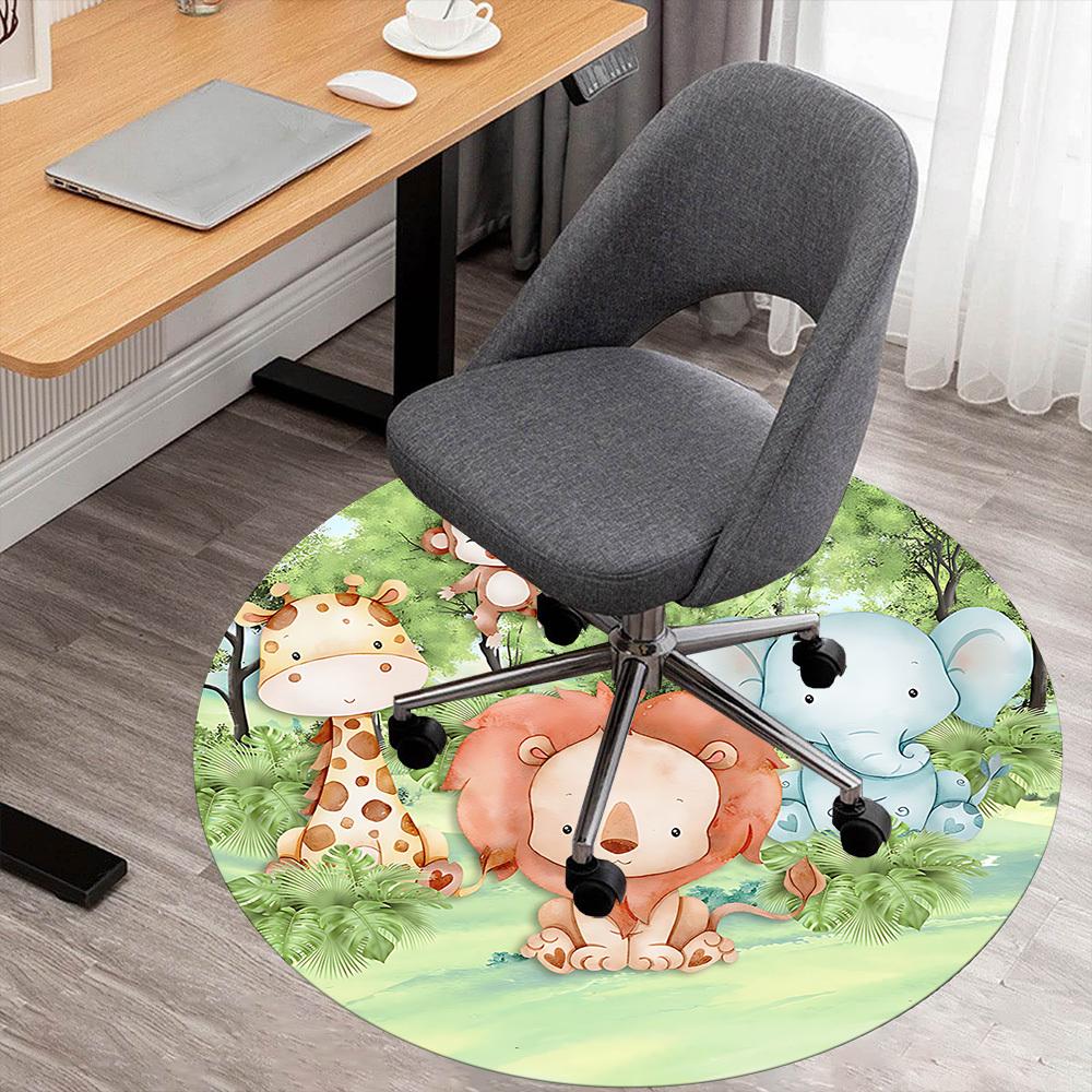 

1pc lion elephant Round Chair mat Area Rug - Non-Slip, Floor Mat for Office, Bedroom, and Indoor Decor c1125524 80cm by 80cm