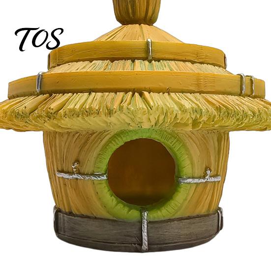 Easy To Install Bird House Thatched Hut House, Decorative Resin Weatherproof Waterproof for Patio Hanging Shelter Outdoor Garden Backyard Decor Houses