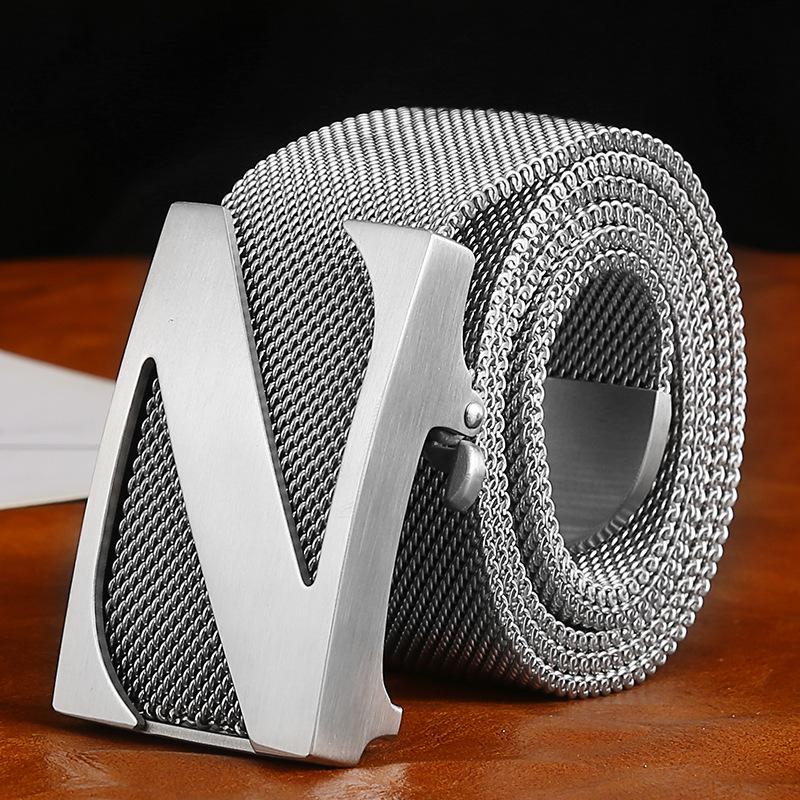 Inside 304 stainless steel belt buckle head Men's belt buckle Outdoor Full metal belt chain Trendy men's leisure