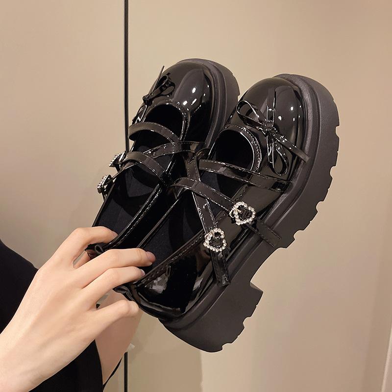 Autumn 2025 platform small leather shoes women's skirt 100 matching Mary Jane single shoes women's thick heel new fashion