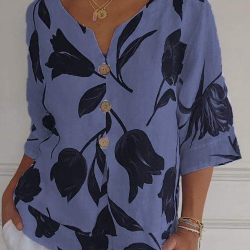 

Футболка-пуловер из хлопка и льна с V-образным вырезом и короткими рукавами для женщин больших размеров XXXXXL темно-синий