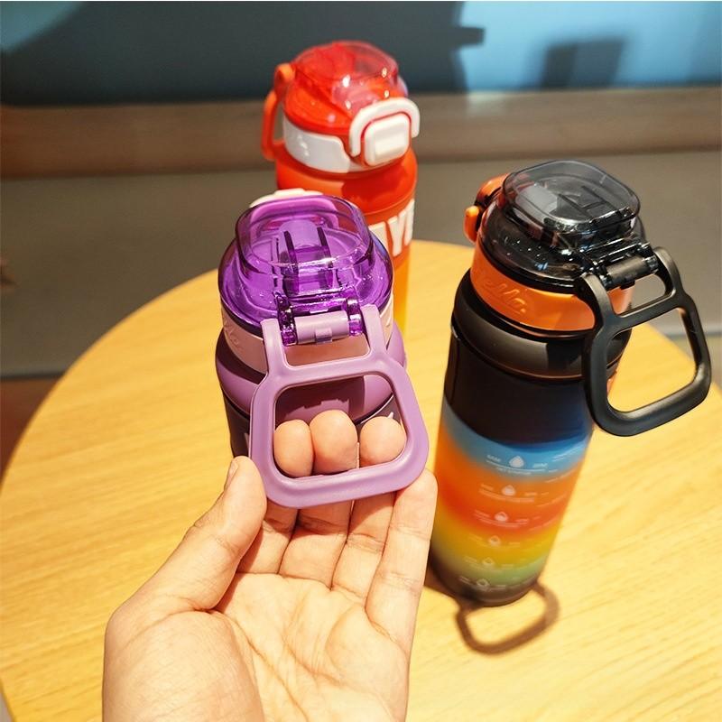 Plastic Straw Water Bottle With Leakproof Seal For Outdoor Sports And Students
