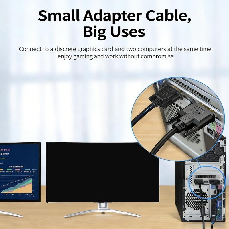 DVI 24+5 Y Splitter Adapter Male To Female For Double Monitor Setups With 1080P High Clear Video Output for Homes,