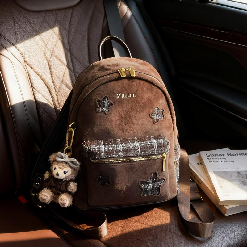 Vintage Suede Simple Backpack for Women New Large Capacity Commuter School Bag Comfortable and Versatile Texture Storage Bags