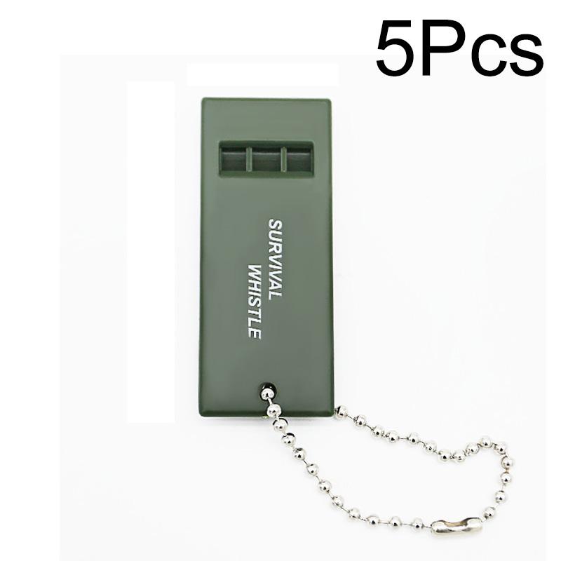 

5 шт./уп. Инструменты для улицы Аварийный пластиковый портативный свисток для кемпинга, туризма, выживания, 3-частотный брелок 5Pcs зелёный