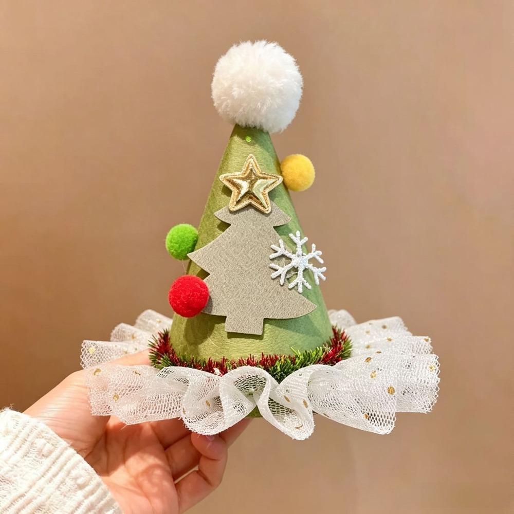 Cute Christmas Hair Clip Cloth Mini Size Santa Hat Barrette Hair Pin Xmas Use