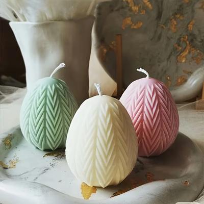2PCS Easter Egg Candle Molds|Striped and Cable Knit Patterns,Reusable Irregular Oval Shapes for Wax,Resin,Plaster,and Concrete