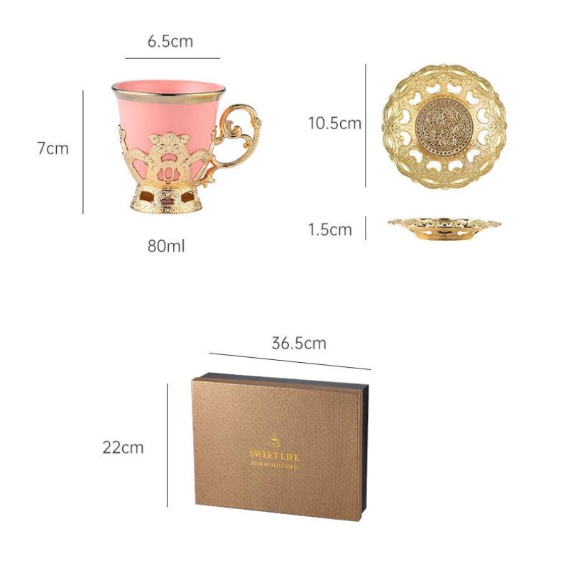 1 sada Nízký šálek v evropském stylu zlatý okraj set šálek šest šálků šest pokovených šálků kávy sada dárková krabička