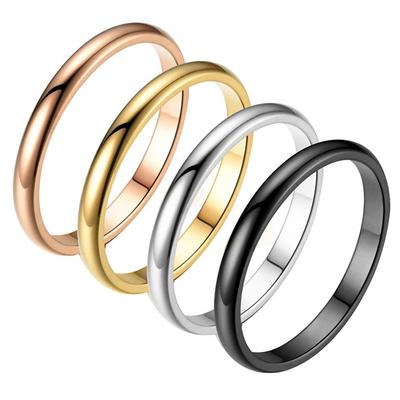 Anillo de acero de titanio con cara ligera para parejas, anillo circular colorido de 2mm, para hombres y mujeres