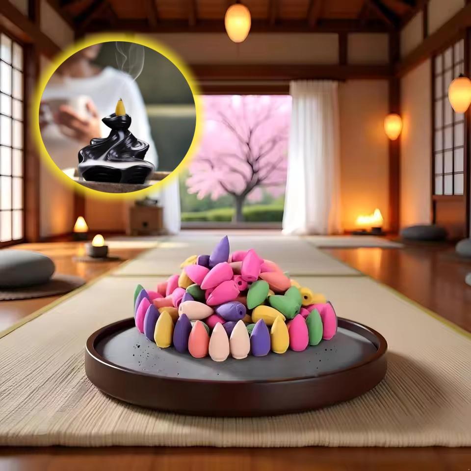 Mixed Waterfall Smoke Backflow Natural Incense Cone Incense Cone Lavender Multi-scented Suitable for Places Tea Room Yoga Room