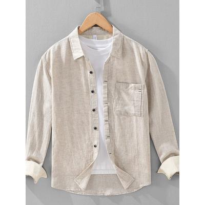 Men's Linen Long-Sleeve Shirt, Spring/Summer New Style, Breathable Tencel, High-End Casual Shirt Jacket, Trendy