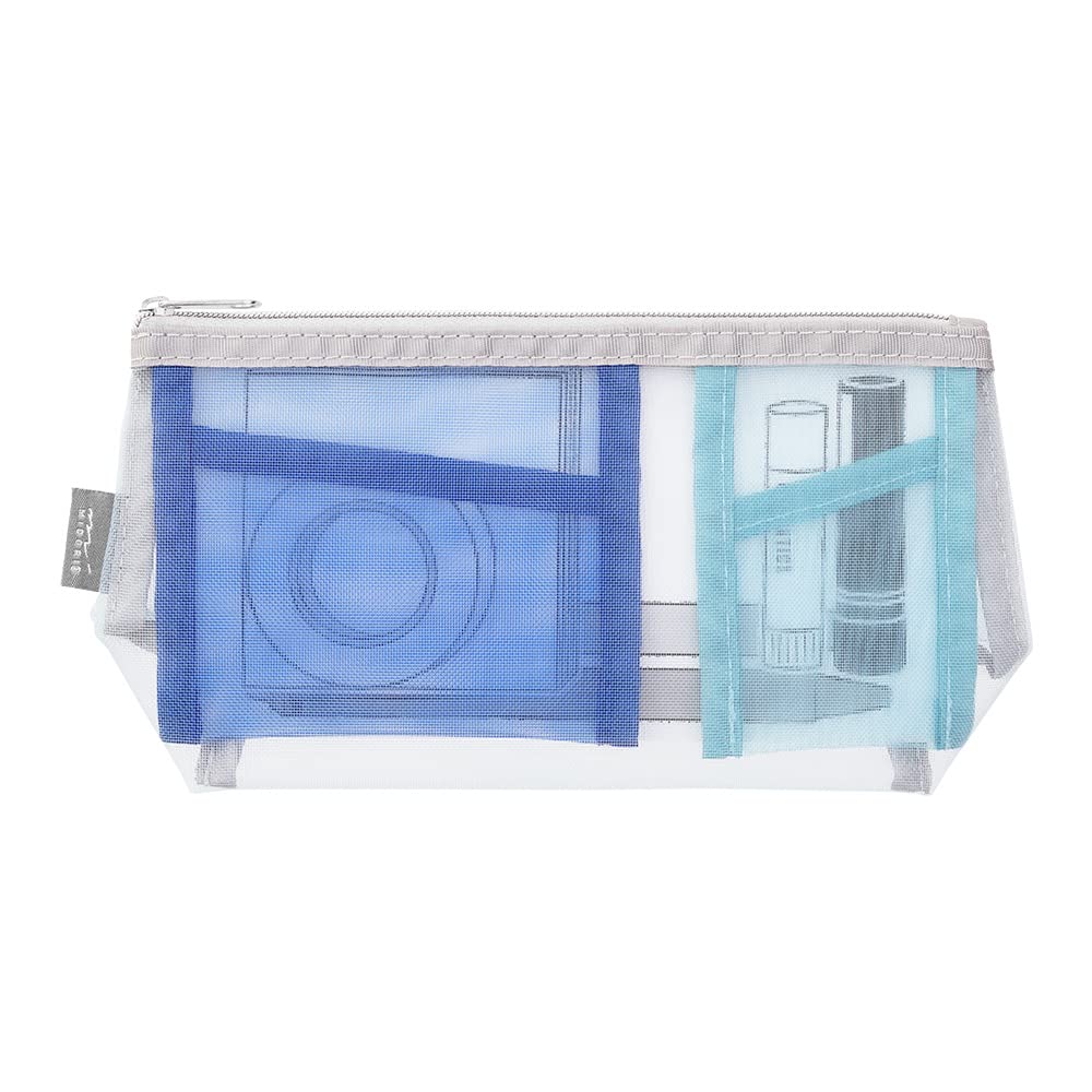 

DESIGNPHIL MIDORI Mesh Pouch, Pencil Case, Tool Pouch, Gusseted, Light Blue, 53353006