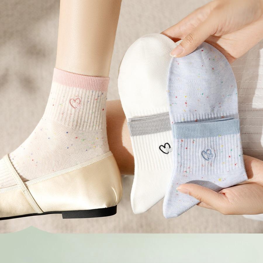 Baumwollsocken - Kinder-Ideengarn Liebesherz Sommer und Frühling Reine Baumwolle Kurze Socken für Schüler Baumwolle Weiße Socken
