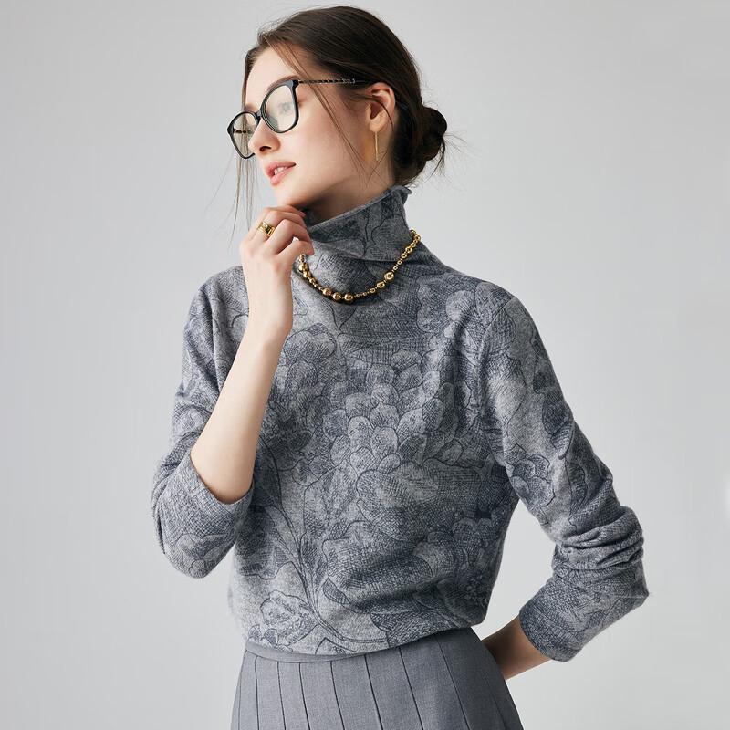 

Women s Vintage Floral Print Cashmere Turtleneck Sweater L (165/105)