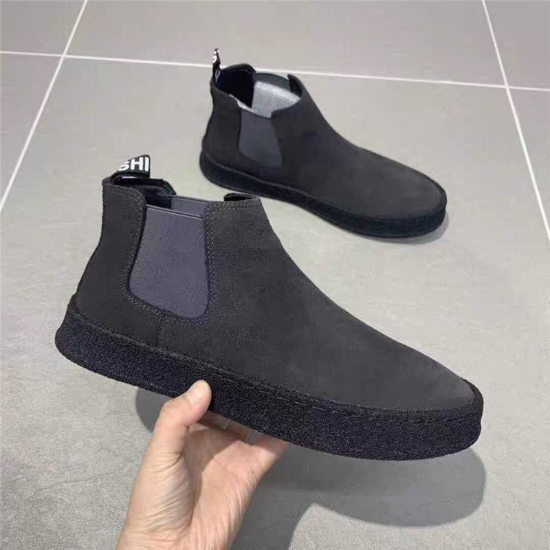 Winter Men's Boots High Top Platform Sneakers Designer Black Suede Short Boots Outdoor Slip on Casual Shoes Ankle Boots for Men