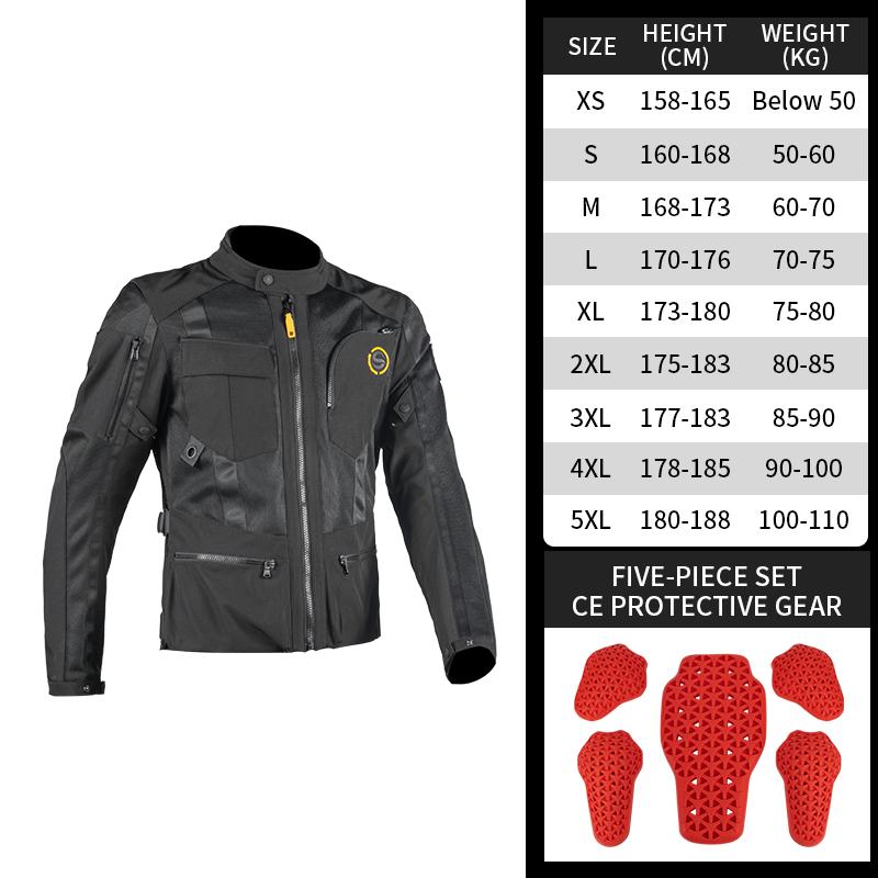 SFK Spring&Summer Men's Women Riding Equipment Clothing Mesh Breathable Black Motorcycle Jacket With CE Protective Accessories