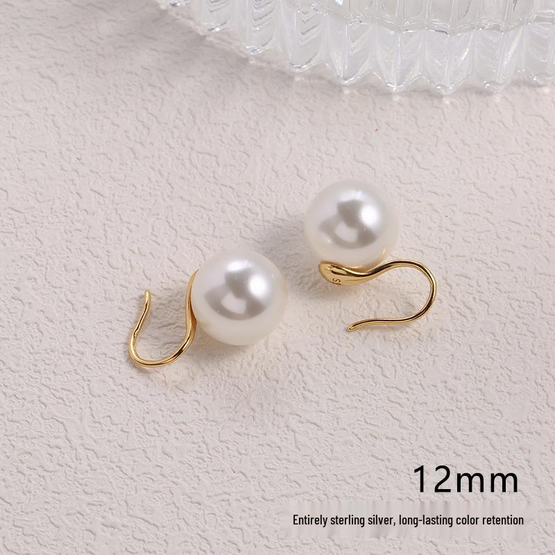 2025 Pure Silver Pearl Stud Earrings for Women - High-End Feel with Ear Drops & High Heels Ear Hooks