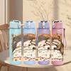 1PC Sleepy Girl Bed Scene 750ml Color Plastic Sports Water Bottle Leakproof Flip Straw Lid Suitable for Sports Office Home Use