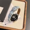 18/20/22MM Watch Bands For Samsung Galaxy Watch 8/7/4 6 Classic 5 Pro Square Metal Denim Leather Strap For Amazfit Bip/GTS GT2