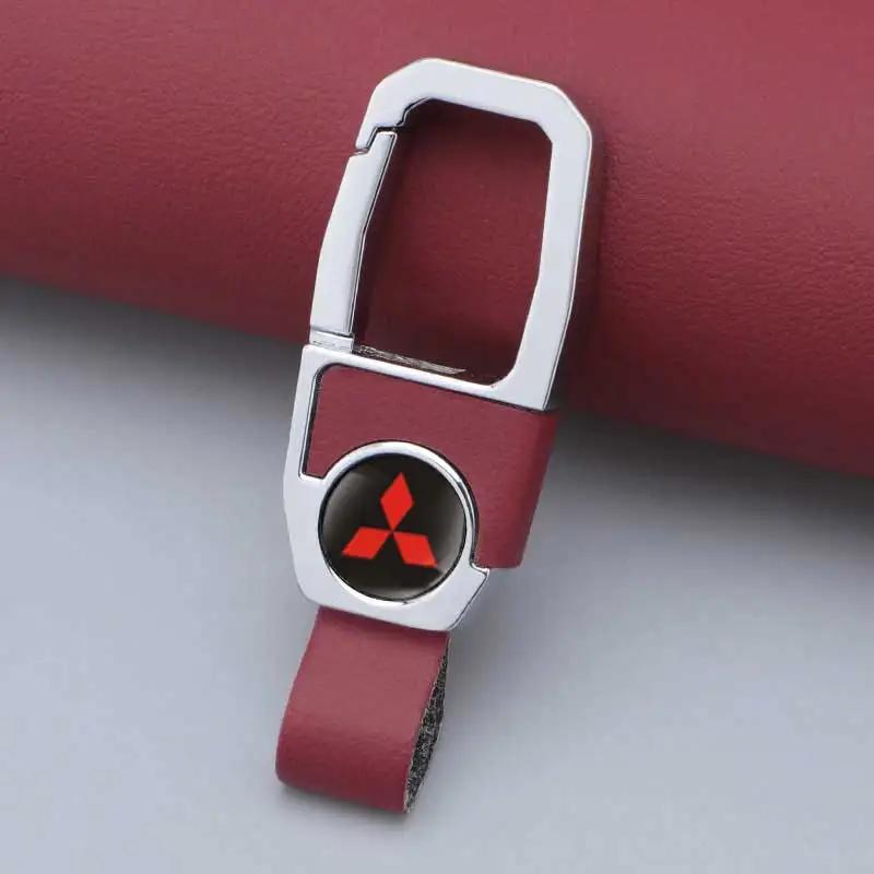 

Leather Car Key Holder Keychain Keyring for Mitsubishi ASX Aerobus Lancer Cordia Pajero Outlander Galant Mirage Montero