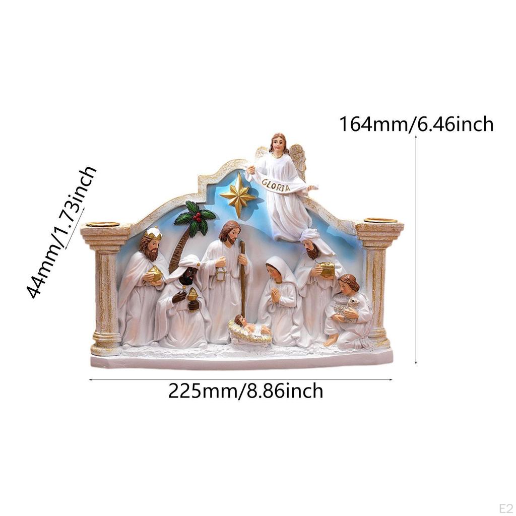 Christmas Nativity Scene Figurine Set Birth of Jesus Resin Figure Religious Decor
