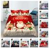 Conjunto de cama de Natal 3D Decoração de atmosfera de Natal Capa de edredom Fronha 2/3 peças Cama de solteiro/casal Quarto infantil Decoração de quarto macio
