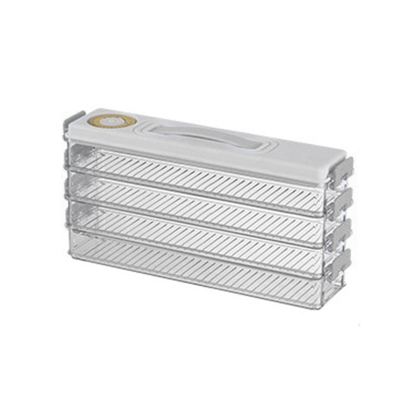 Dumplings Box Saver Containers for Refrigerator Stackable Freezer Fridge Organizer with Timing Kitchen Preservation Box