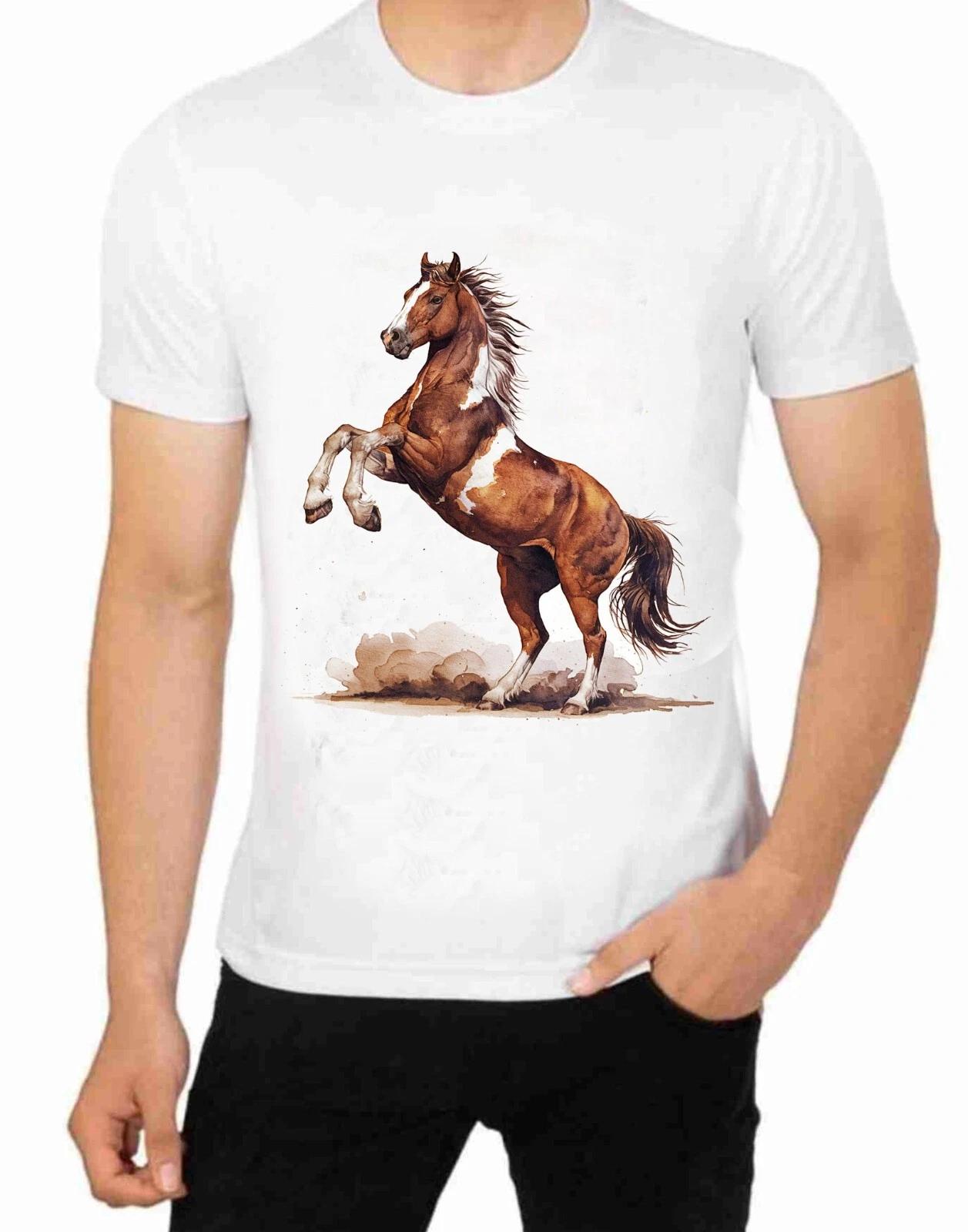 Montana Wild Mustang Stallion T-Shirt Wildlife animal Drawing Art M