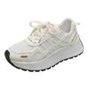 Fashion muffin dad shoes women's 2025 spring new heightening breathable casual white shoes silver mesh sneakers
