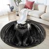 Winged Black Cat,Round Area Rug,Carpet Rug for Living Room Bedroom Sofa Playroom Decor,Non-slip Floor Mat