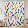 2pcs Vibrant Crayon Doodle Curtains - Colorful Cartoon Design, Machine Washable Polyester, Rod Pocket for Easy Hanging, Perfect