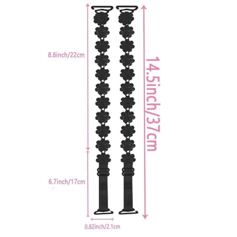 1Pair Lace Flower Decor Bra Straps, Adjustable Versatile Anti-Slip Shoulder Strap For Women'S Lingerie And Bra Accessories