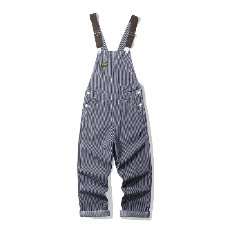 OKONKWO Railroad Stripe Work Overalls - Outdoor Canvas Jumpsuit