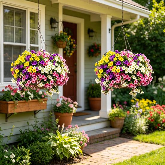 UV Resistant Artificial Petunias Flowers Outdoor Fake Flowers for Patio Porch