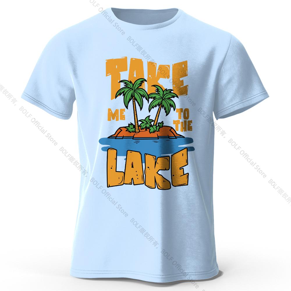 Take Me To The Lake Printed T-Shirt 100% Cotton Oversized Nature Graphic Tees for Men Women Summer Tops Lakeside Streetwear