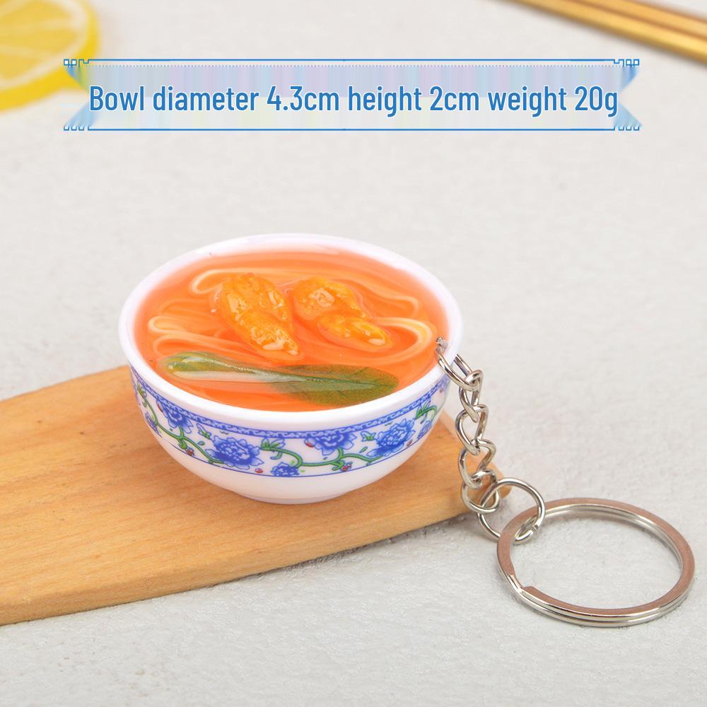 Chinese-Style Edible Toy Keychain: 4cm Simulation Food Bowl Pendant Gift