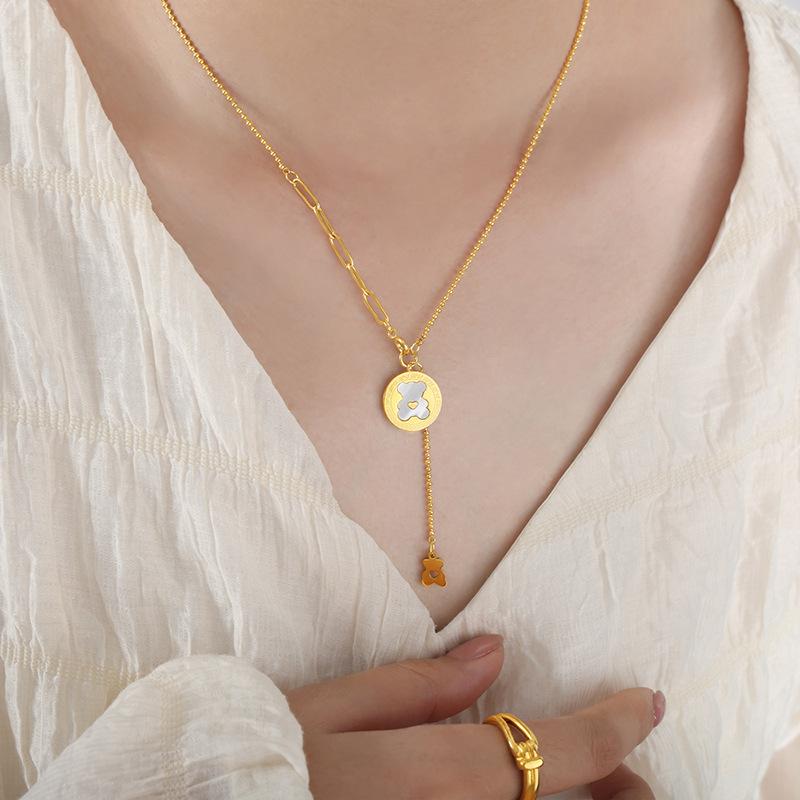 Japan And Korea Small Fresh Student Cute Bear Round Brand Pendant Jewelry Necklace Girls Earrings Personalized Fashion Accessories