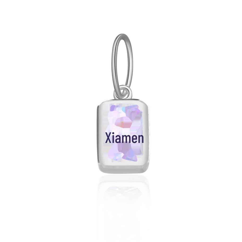 12 Birthstone Colored Zircon Square Pendant Necklace, S925 Sterling Silver, European & American Style